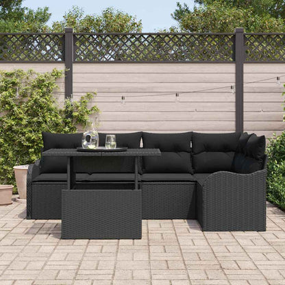 Set da pranzo con cuscino 6 pcs Nero Poly Rattan