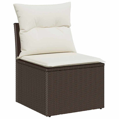 Set di relax con cuscino 9 pcs Marrone Poly Rattan