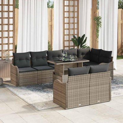 Set di relax con cuscino 9 pcs Grigio Poly Rattan