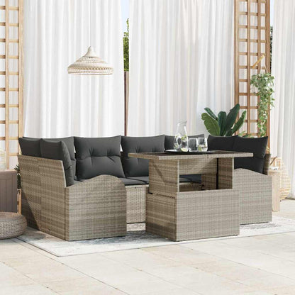 Set Divano da Giardino 7 pcs Grigio chiaro Poly Rattan