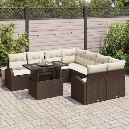 Set Divano da Giardino 9 pcs Marrone polyrattan