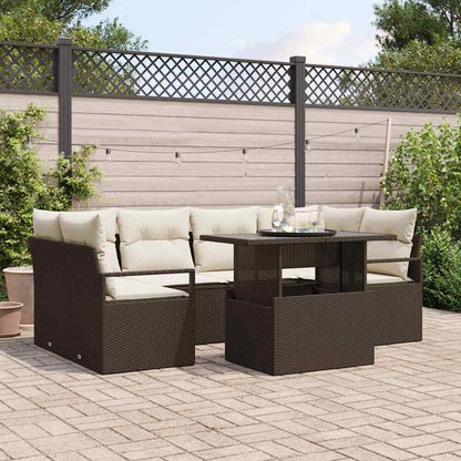 Set Divano da Giardino con cuscino 7 pcs Marrone polyrattan