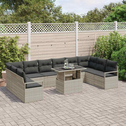 Set Divano da Giardino 11 pcs Grigio chiaro polyrattan