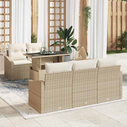 Set Divano da Giardino 6 pcs beige e panna polyrattan