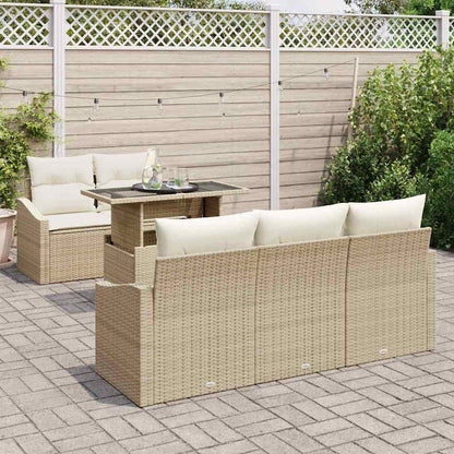 Set Divano da Giardino 6 pcs beige e panna polyrattan