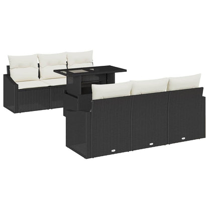 Set Divano da Giardino 7 pcs Nero e crema 100 x 55 x 73 cm