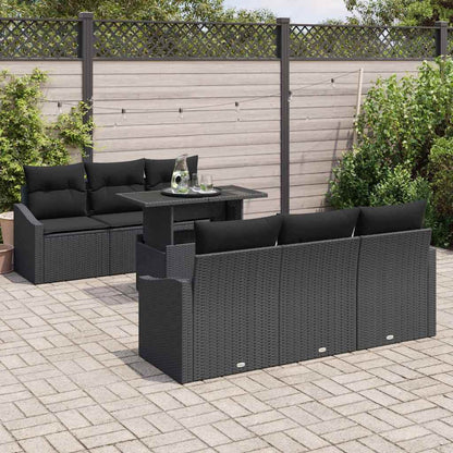 Set Divano da Giardino con archiviazione 7 pcs Nero polyrattan