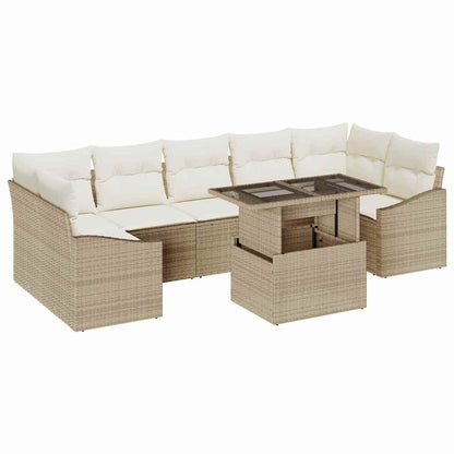 Set Divano da Giardino 8 pcs beige e panna polyrattan