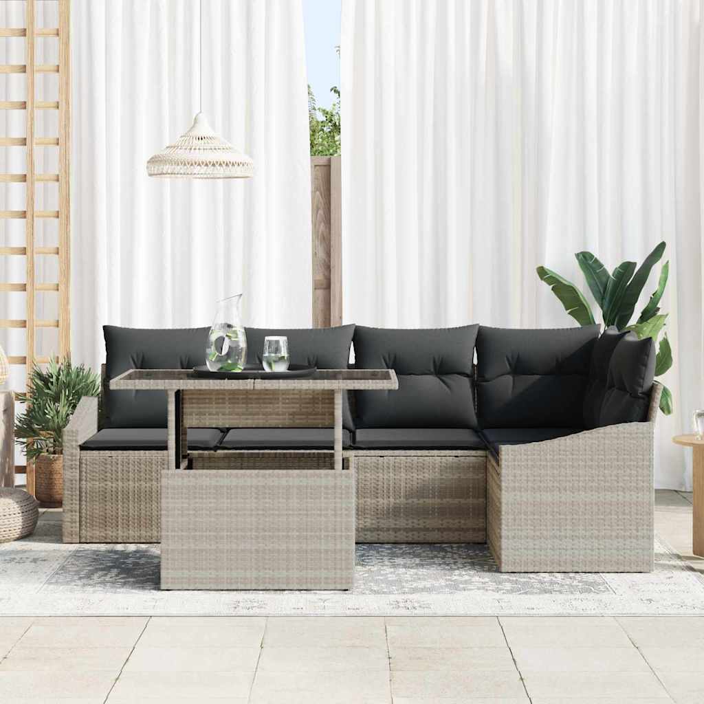 Set Divano da Giardino con cuscino 6 pcs Grigio chiaro