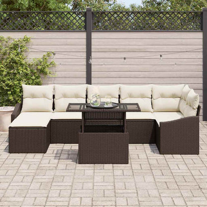 Set Divano da Giardino 8 pcs Marrone e Crema polyrattan