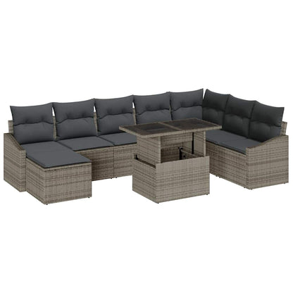 Set di divani con cuscino 9 pcs Grigio polyrattan