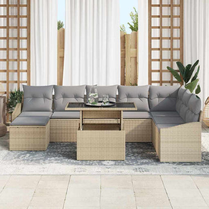 Set di divani 9 pcs Beige e grigio chiaro polyrattan