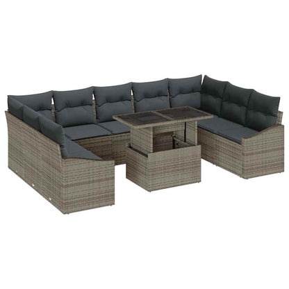 Set di divani con cuscino 10 pcs Grigio polyrattan