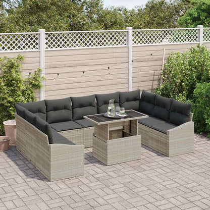 Set di divani con cuscino 10 pcs Grigio chiaro polyrattan