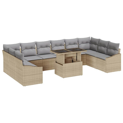 Set di divani 11 pcs Beige e Grigio Chiaro polyrattan