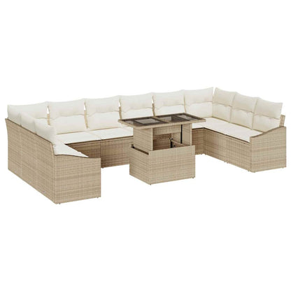 Set di divani con cuscino 11 pcs Beige e Crema polyrattan