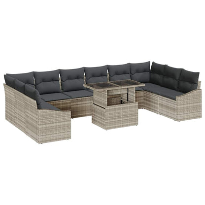 Set di divani con cuscino 11 pcs Grigio chiaro polyrattan