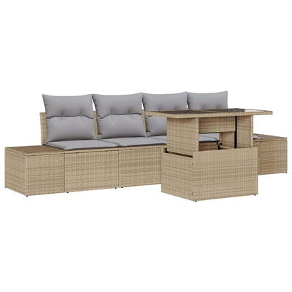 Set di divani 5 pcs Beige e Grigio Chiaro polyrattan