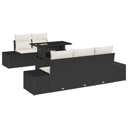 Set di divani con cuscino 6 pcs Nero e Crema polyrattan