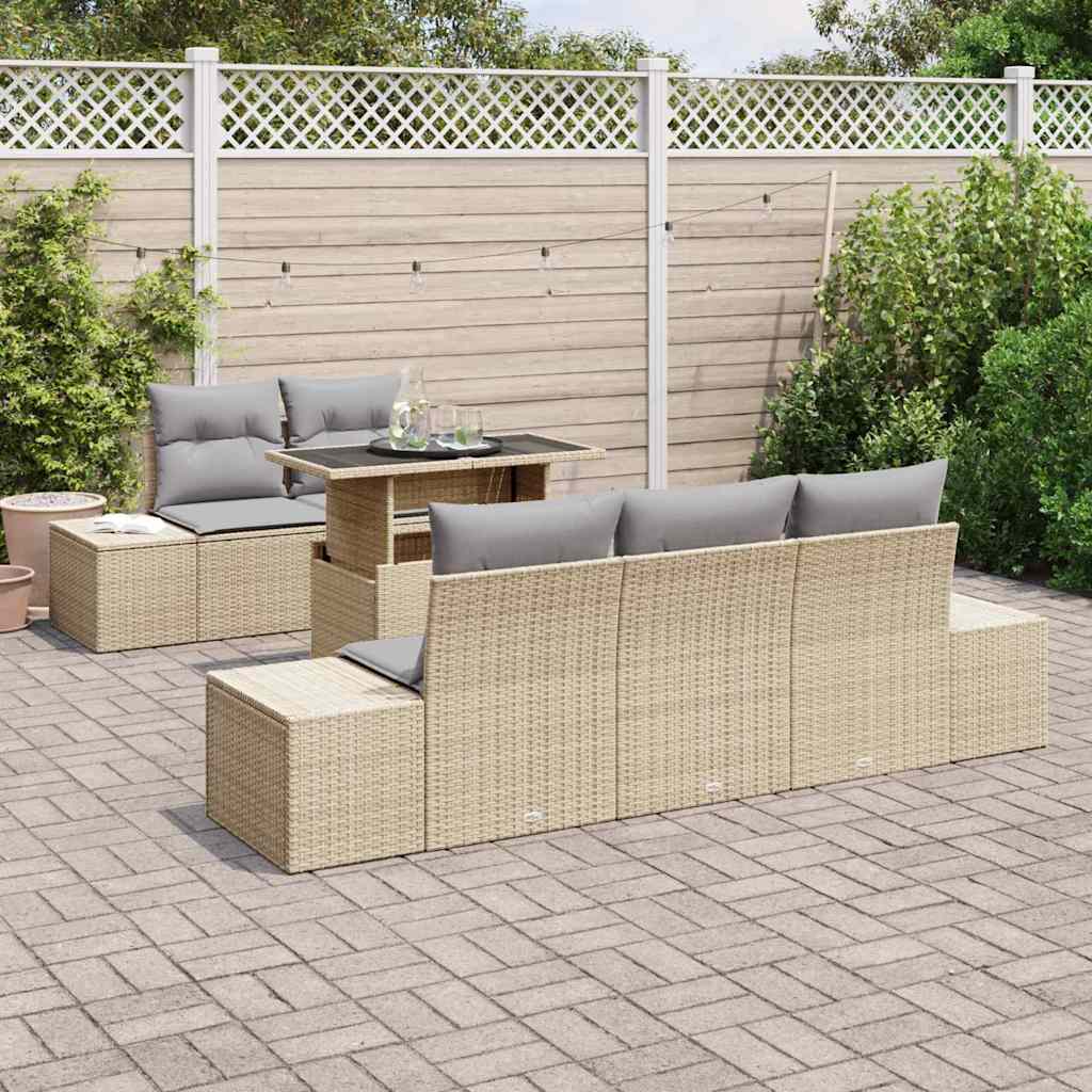 Set di divani 6 pcs Beige e Grigio Chiaro polyrattan