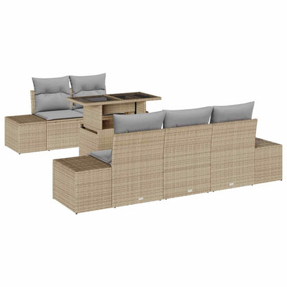 Set di divani 6 pcs Beige e Grigio Chiaro polyrattan