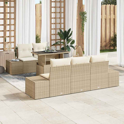 Set di divani con cuscino 6 pcs Beige e Crema polyrattan