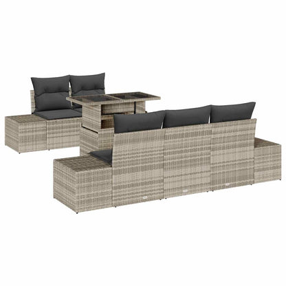 Set di divani con cuscino 6 pcs Grigio chiaro polyrattan