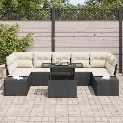 Set di divani con cuscino 8 pcs Nero e Crema polyrattan
