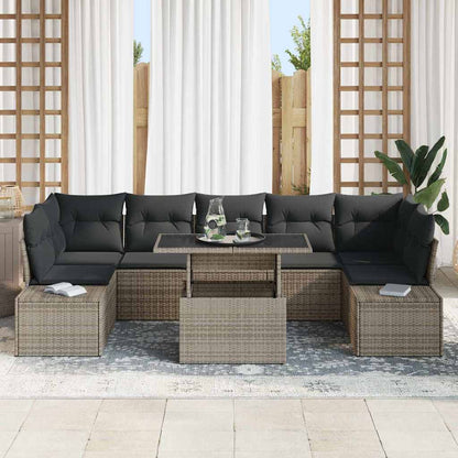 Set di divani con cuscino 8 pcs Grigio polyrattan