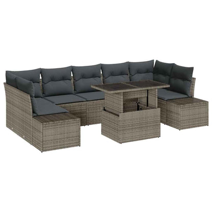Set di divani con cuscino 8 pcs Grigio polyrattan