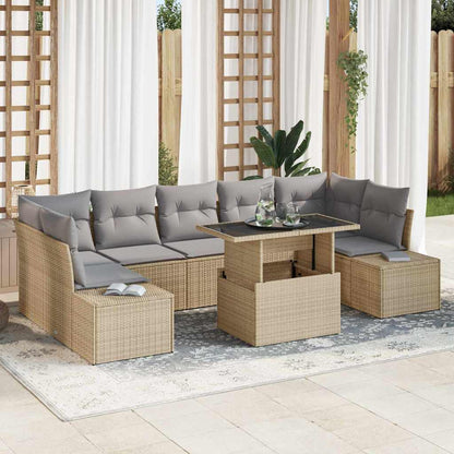 Set di divani 8 pcs Beige e grigio chiaro polyrattan