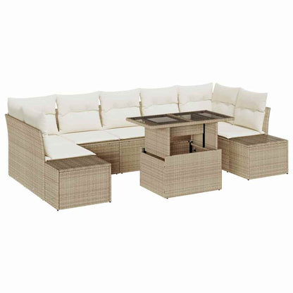 Set di divani con cuscino 8 pcs Beige e Crema polyrattan