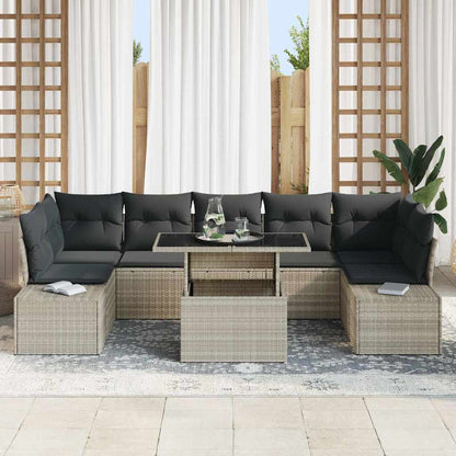 Set di divani con cuscino 8 pcs Grigio chiaro polyrattan