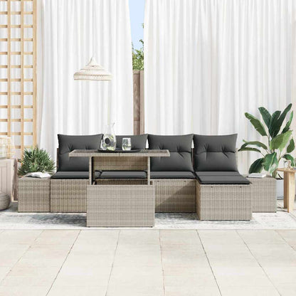 Set Divano da Giardino 6 pcs Grigio chiaro polyrattan