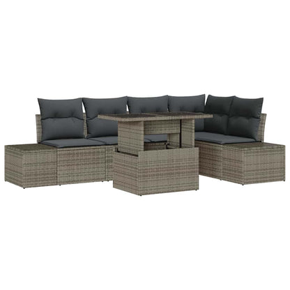 Set Divano da Giardino con cuscino 6 pcs Grigio Poly Rattan
