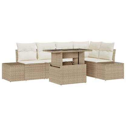 Set Divano da Giardino con cuscino 6 pcs Beige polyrattan