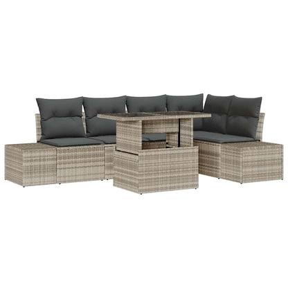 Set Divano da Giardino 6 pcs Grigio chiaro Poly Rattan