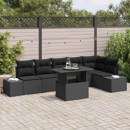 Set Divano da Giardino con cuscino con archiviazione 7 pcs Nero