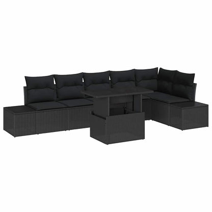 Set Divano da Giardino con cuscino con archiviazione 7 pcs Nero