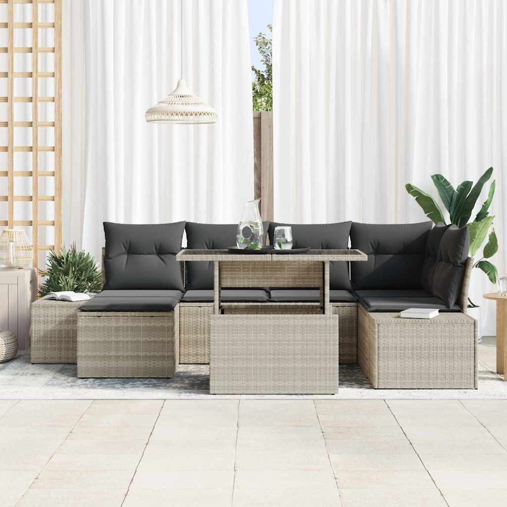 Set Divano da Giardino con cuscino 7 pcs Grigio chiaro