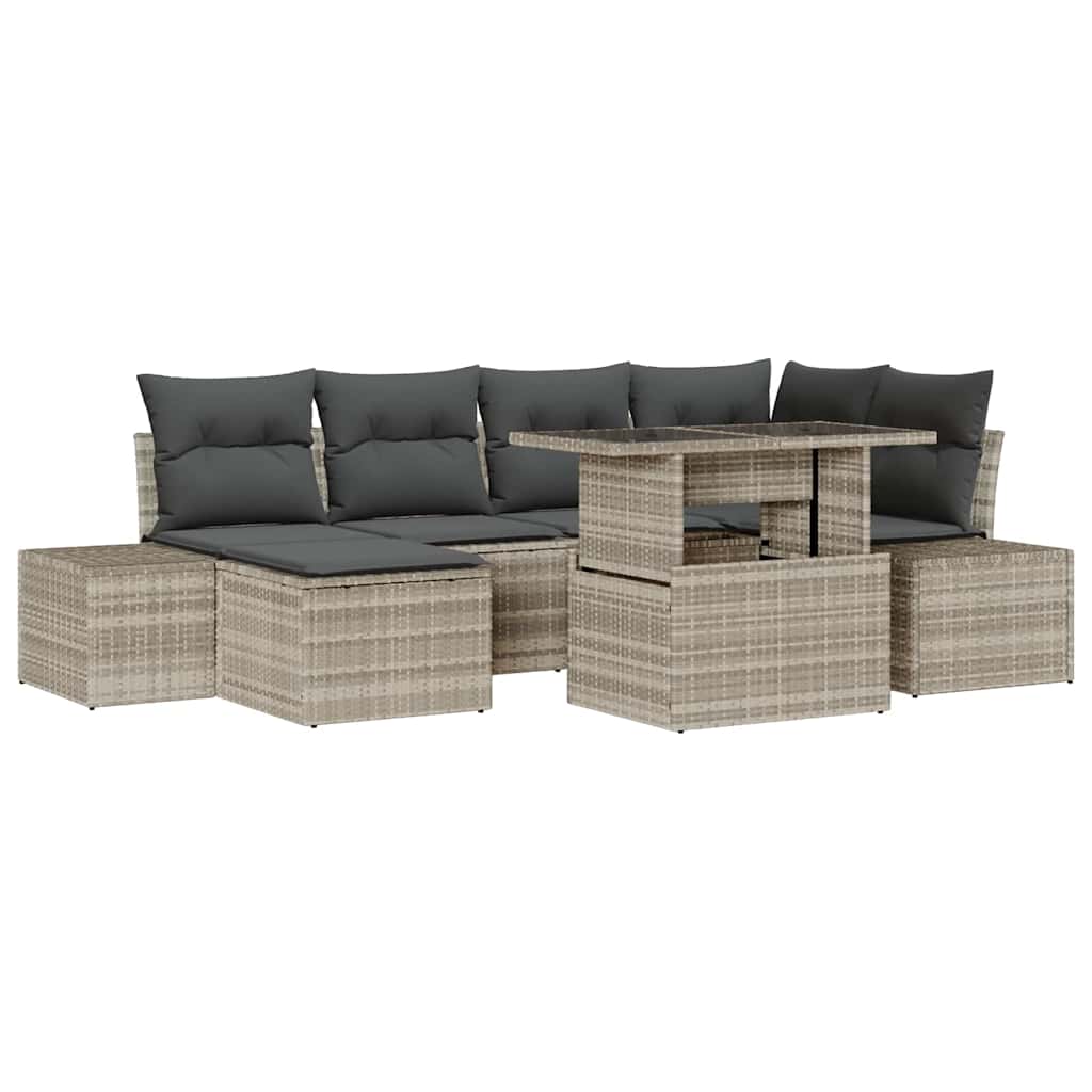 Set Divano da Giardino con cuscino 7 pcs Grigio chiaro