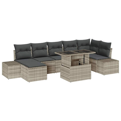 Set Divano da Giardino con cuscino 8 pcs Grigio chiaro