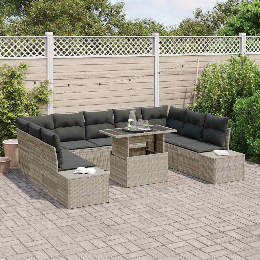 Set Divano da Giardino con cuscino 10 pcs Grigio chiaro