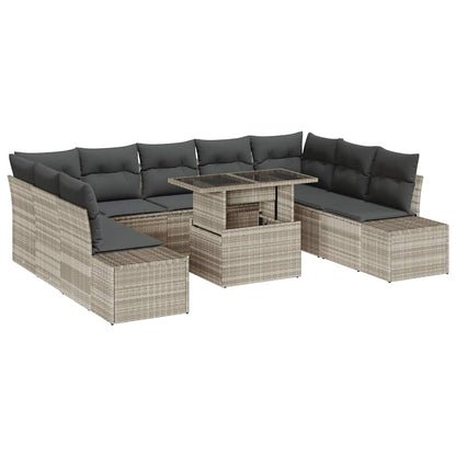 Set Divano da Giardino con cuscino 10 pcs Grigio chiaro
