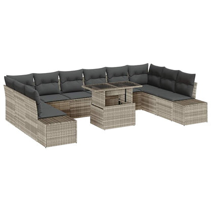 Set Divano da Giardino con cuscino 11 pcs Grigio chiaro
