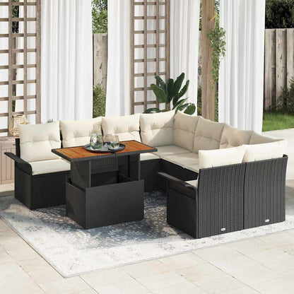 Set Divano da Giardino con cuscino Nero e crema