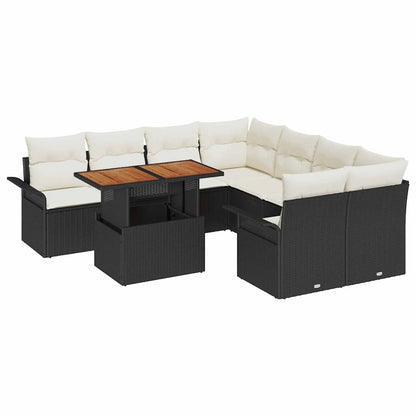 Set Divano da Giardino con cuscino Nero e crema
