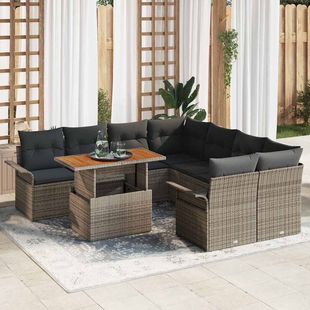 Set Divano da Giardino con cuscino Grigio