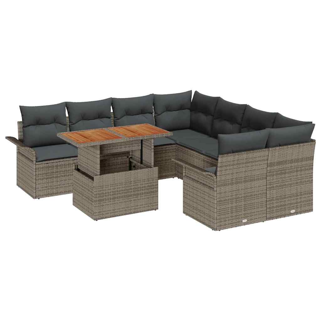 Set Divano da Giardino con cuscino Grigio