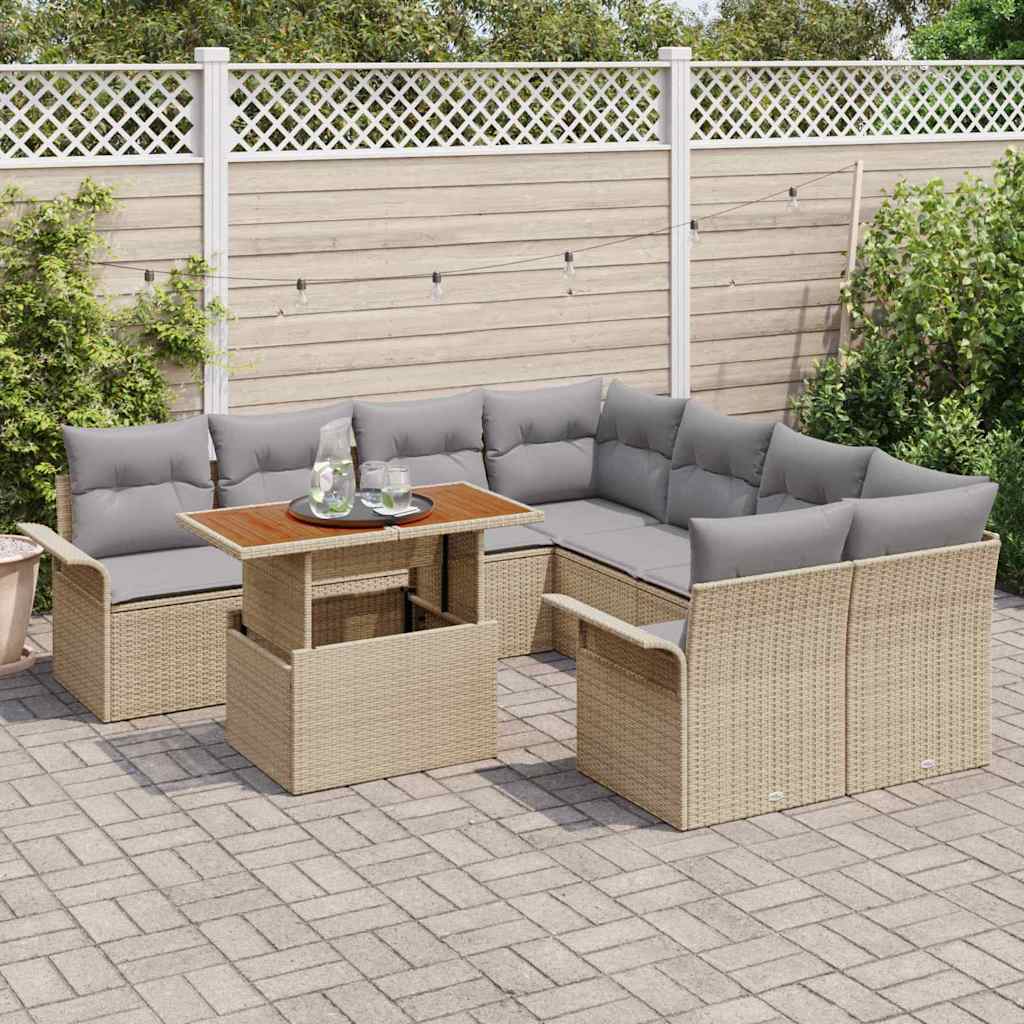 Set Divano da Giardino con cuscino beige e grigio chiaro
